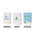 Twisted handle kraft paper bags in white, featuring logos and seasonal designs, with various printing options displayed.