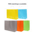 A collection of colourful kraft paper bags in yellow, blue, grey, red, and green with twisted handles.