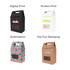 A range of die cut handle bags with windows in black, white, colourful patterns, and brown paper, featuring various printing designs.
