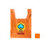 An orange reusable foldaway shopping bag with a logo featuring a cloud and a medical symbol.
