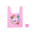 A pink reusable foldaway shopping bag featuring colourful cartoon designs and a matching compact pouch.
