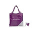 A purple foldaway shopping bag with a contrasting grey corner and a matching pouch. It features a logo area.
