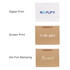 A large crosswise paper bag in brown with fabric flat handles and various printed designs. Features a logo.