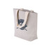 A large beige washable kraft paper bag with cotton handles and a logo on the front.