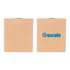 A small square gift box in brown, featuring a logo on one side, dimensions 100 x 130 x 50mm.