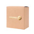 A medium square gift box in brown with a gold logo design, measuring 110 x 125 x 85mm.
