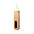 A drink bottle packaging in brown kraft paper with a rope handle and a black window for visibility.