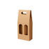 A drink bottle portable wine box made of brown cardboard, featuring two cut-out slots and a handle.