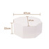 An octagonal white kraft box measuring 47cm in width and 22cm in height, featuring a simple design.
