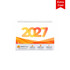 A desk calendar displaying the year 2027 with a gradient design in orange and yellow, featuring a branded logo at the bottom.