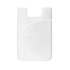 A white Smart Wallet with a smooth finish and a curved pocket design. It features a branding logo.