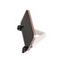 A V-shaped phone stand in white with a black base, holding a smartphone at an angle.