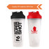 A drink bottle set featuring a black and a red shaker, both made of BPA-free PP material and displaying logos.