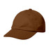A brown sport cap with a curved brim and a button on top, featuring ventilation holes for breathability.
