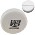 A round white stress reliever tablet with a logo on the front and a smooth surface design.
