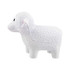 A white sheep-shaped stress reliever with a textured surface, featuring eyes and a simple design.