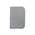 A grey passport holder featuring a textured fabric finish and a subtle logo.