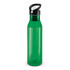 A drink bottle in a translucent green color with a black cap and spout for easy pouring.