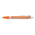 An orange plastic pen with a silver clip and grip section, designed for writing.