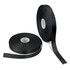 Two rolls of 25mm personalised ribbon in black, one partially unspooled, featuring a logo on the spool.