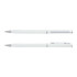 A metal pen in white with silver accents, featuring a sleek design and a clip. It has a branding logo.