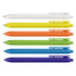 A selection of six pens in white, yellow, orange, green, blue, and purple, featuring a textured grip and clip.