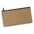 A kraft pencil case in a brown hue, featuring a black zip closure and a simple design.