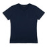 A navy blue women's V-neck t-shirt with short sleeves and a fitted design. Features a logo.