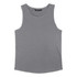 A grey men's tank top with a round neck and an inner label, featuring no visible designs or patterns.
