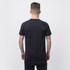 A black TRENDSWEAR Agility men's sports T-shirt displayed from the back, featuring a logo on the upper side.