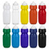 A drink bottle collection featuring white, yellow, orange, green, blue, purple, navy, and black colours with caps.