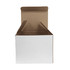 A white cardboard box with an open top and flaps, designed for packaging. No branding is visible.