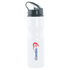 A drink bottle featuring a white body, black lid, and a logo. It holds 830ml and is designed for sports use.