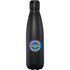 A drink bottle featuring a sleek black design with a colourful logo. It has a vacuum insulated structure and a 760ml capacity.