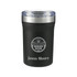 A drink bottle featuring a black exterior, stainless steel lid, and an embossed logo. Comes with a clear lid.