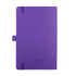 A purple notebook with a cover, elastic closure, and a logo. It features a sleek design suitable for office use.