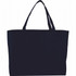 A black non-woven tote bag with two handles, featuring a simple design and an unbranded surface.