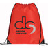 A large red drawstring sportspack with a black logo featuring the letters "ds" and the words "DESIGN SERVICE."