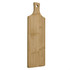 A bamboo serving board with a hanging hole at the handle, showcasing a natural wood finish.