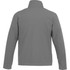 A grey men's softshell jacket with a high collar and long sleeves. It features a logo on the back.