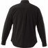 A black long sleeve button-up shirt for men, featuring a plain back design and a collar. It has a logo.