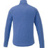 A blue quarter zip jumper featuring a smooth fabric texture and a logo on the back.