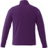A purple men's polar fleece jacket featuring a high collar and long sleeves. It has a branded logo.