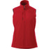 A red women's softshell vest with a zip front, featuring a high collar and a pocket on the chest.