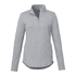 A light grey quarter zip jacket for women with long sleeves and a collar. Features a small logo.