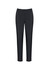 A pair of dark grey women's slacks with a slim fit and a waistband, featuring a casual yet stylish design.