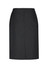 A dark grey lined skirt featuring a relaxed fit and a zip closure at the back. Includes branding.