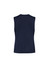 A women's cool stretch longline vest in navy blue, featuring a sleeveless design and a simple back view.