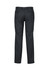 Dark grey men's adjustable waist pants with a tailored fit and back pockets. Features a logo.