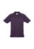 A purple short sleeve polo shirt featuring a collar and a logo.